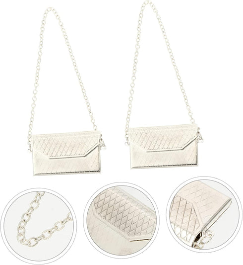 Toyvian 2pcs Dollhouse Metal Bag Doll Handbags Miniature Handbag Mini Metal Handbag Mini Doll House Model Accessories Handbag Bjd Dollhouse Bag La...