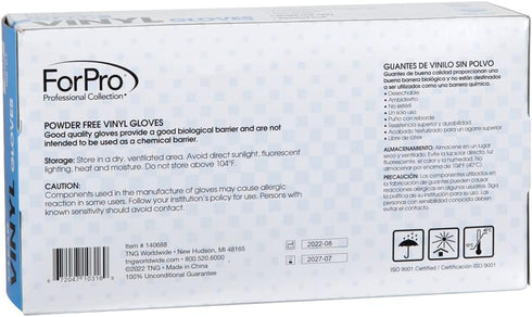 ForPro Disposable Vinyl Gloves, Clear, Industrial Grade, Powder-Free, Latex-Free, Non-Sterile, Food Safe, 2.75 Mil. Palm, 3.9 Mil. Fingers, Small,...