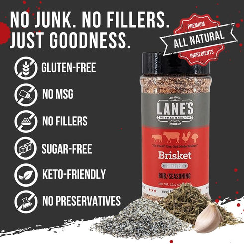 Lane's Brisket Rub Seasoning, All-Natural Championship Butt Rub Seasoning, Perfect for Burger, Steaks, and Pork Rubs for Smoking, Made in USA, 12....