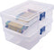 CHILDHOOD 2 Pack of Clear Plastic Clip Box, Crayon box Small Plastic Containers with Lids, Small Modular Supply Case for Office supplies, 6.5 x 4....