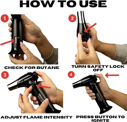 Blow Butane Cooking Torch, Ligther with Safety Lock and Adjustable Flame for BBQ, Baking, Brulee, DIY, Creme and Deserts | Viewing window for accu...
