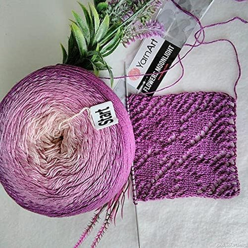 YarnArt Flowers Moonlight Glitter Cotton Yarn, Soft, Rainbow Crochet, Metallic Lurex handknit Shiny, Silvery Cake, Multicolor Cotton, 1 Skein Weig...
