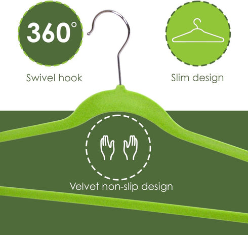 10 PACK VELVET HANGER GREEN...