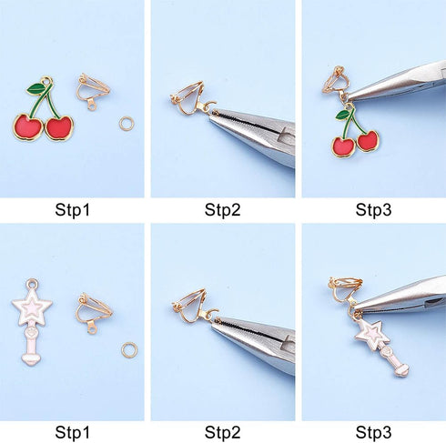 SUNNYCLUE 1 Box DIY 12 Pairs Clip On Earrings Pink Themed Clip On Earring Making Kit for Little and Women Jewelry Making Supplies...