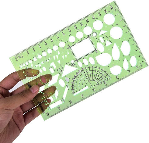 MWELLEWM 11 Pcs/Set Geometric Drawing Template Stencils Drawing Rulers Multi-Function Measuring Ruler for Studying, Designing and Building School ...