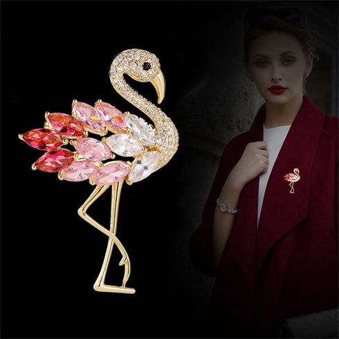 Rhinestone Flamingo Brooch Pin for Women Girls Fashion Crystal Delicate Animal Brooch Lapel Pins Elegant Dress Accessories Jewelry Gift Corsage fo...