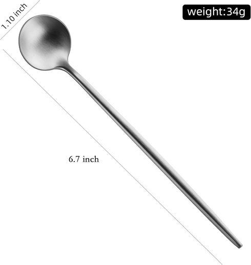 4 PCs 6.7 Inches Stainless Steel 18/10 Coffee Spoons,Matte Finish SS 304 Long Handle Coffee Stirring Spoon,Iced Tea Spoon,Espresso Mixing Spoons,C...