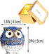 Waltz&F Diamond Light Blue Owl TrinketBox Hinged Hand-painted Figurine Collectible Ring Holder...