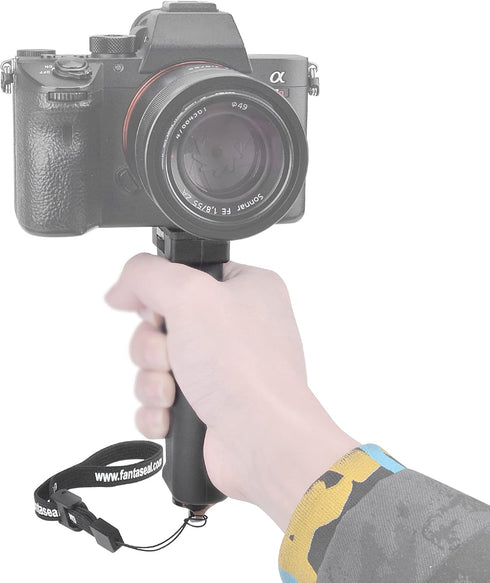 Universal Ergonomic DSLR Mirrorless Camera Camcorder Monocular Hand Grip Stabilizer, Portable Handheld Selfie Stick, Long Focus Lens Video Light H...