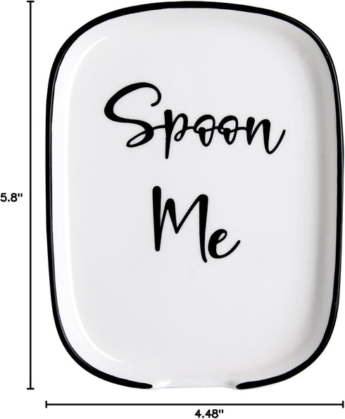 Ceramic Spoon Rest for Stove Top, Large Spoon Holder for Kitchen Counter, White Coffee Spoon Rest, Heat-Resistant Cooking Utensil Rest, Modern Far...