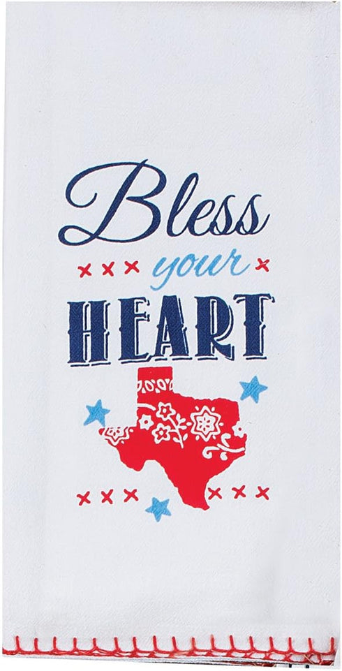 3 Texas Themed Decorative Cotton Kitchen Towels Set with White, Blue and Red Print | 2 Flour Sack and 1 Terry Towel for Dish and Hand Drying | By ...