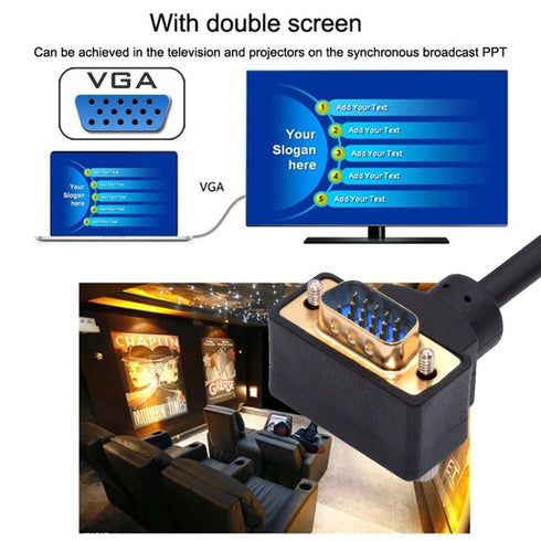 chenyang VGA RGB 3COAX+6C 90 Degree Down Angled Extension Cable for Monitor Projector Computer...