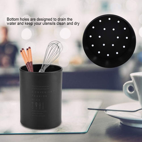 Kitchen Utensil Holder, 3.9x5.1in Utensil Holder for Kitchen Counter Stainless Steel Utensil Holder Spoon Holder Black Utensil Holder Cooking Uten...