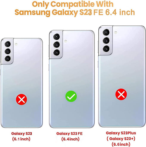 Tuokiou Compatible with Samsung Galaxy S23 FE Phone Case,Camera Lens Protection Cut Card Holder Soft Shockproof Wallet Case for Galaxy S23 FE Case...