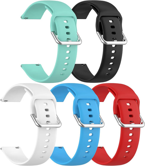 PACK 5 Silicone Bands for Veryfit Smart Watch IDW16 Replacement Wristbands for Women Men, Adjustable Soft Waterproof Sport Bands Compatible With T...