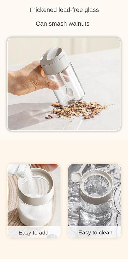 Spice jars 2 Piece, with airtight Lid and Spoon Glass Condiment Pot,8.8oz sugar and salt container,for Kitchen Counter Keeping Sugar,Salts,Spice,S...