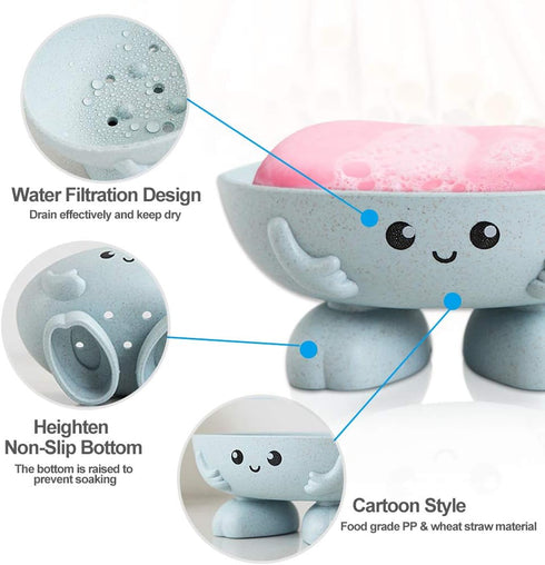 Soap Holder, Cute Soap Dish for Kids Children, Creative Lovely Bar Soap Tray Counter for Shower Bathroom Kitchen Countertop - Pink...