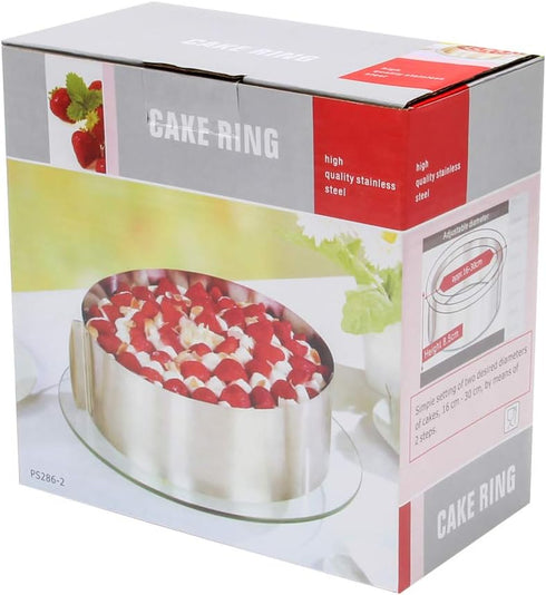 Cake Ring 6 to 12 Inch Adjustable Round Stainless Steel Cake Mousse Mould Ring Bakeware Tools Cake Decorating Mold Baking Ring...