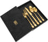 Kitchen Utensil Stainless Steel Cutlery Set 5 Pieces - (2 Spoons, 2 Forks and 1 Knife) (Gold)...