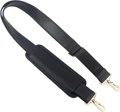 BEAULEGAN Bag Strap Replacement - Leather with Nylon - 51 Inch Long Adjustable for Crossbody/Shoulder, 1.5 Inch Wide (Black/Gold)...