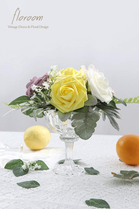 Floroom Artificial Flowers 25pcs Real Looking White Foam Fake Roses with Stems for DIY Wedding Bouquets Bridal Shower Centerpieces Floral Arrangem...