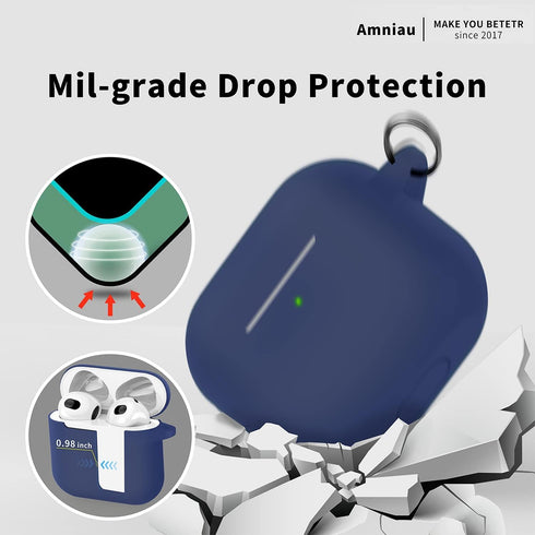 Compatible with AirPods 3rd Generation Case(2021), Full-Body Protective Silicone Case with Keychain Compatible with AirPods 3 Charging Case[LED Vi...