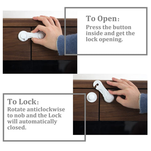 Cabinet Door Locks for Baby Proof and Child Safety, 4 Pack Cabinet Locks with Adhesive for Drawer Cupboards Fridge Closet and Pantry, Childproof D...