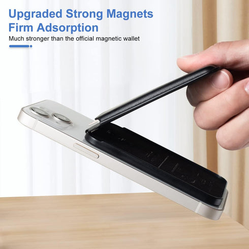 Magnetic Leather Phone Wallet Holder for iPhone,Compatible with iPhone MagSafe Wallet Stand for iPhone 14/13/12 Series with Magsafe or Phones with...