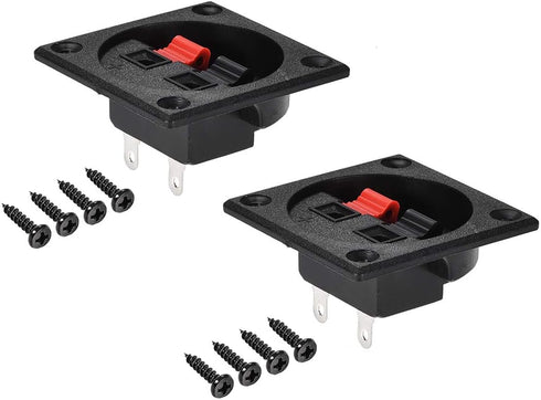 uxcell 2 Ways Spring Speaker Terminal Clip Push Release Connector Audio Cable Terminals Strip Block Black Red WP2-7 2Pcs...