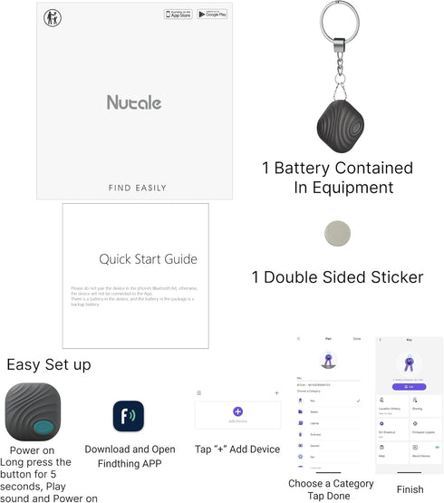 Key Finder - 1PCS Bluetooth Tracker Item Locator with Key Chain for Keys Pet Wallets or Backpacks and Tablets, Batteries Include...