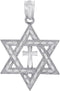 925 Sterling Silver Jewish Charm Cross Star of David Pendant...
