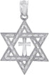 925 Sterling Silver Jewish Charm Cross Star of David Pendant...