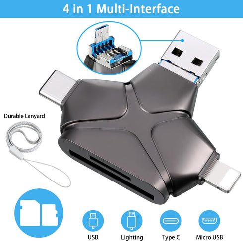 4 in 1 Trail Camera Viewer, Memory Card Reader Compatible with iPhone/Ipad/Android/Computer/Camera/Type C, Hunting Photo & Video Viewer, Gift for ...