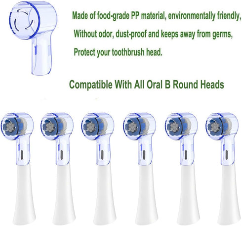 Electric Toothbrush Travel Case for Oral-B Toothbrushes & 6Pcs Reusable Toothbrush Head Covers Compatible with Oral B Electric Toothbrush Heads (B...
