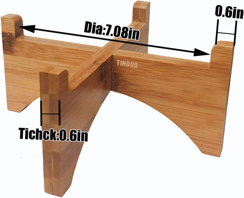 TIHOOD 7" Bamboo- Mid Century - Modern plant stand - Indoor Ceramic Pot/Planter Holder - Foldable- Plant Holder...