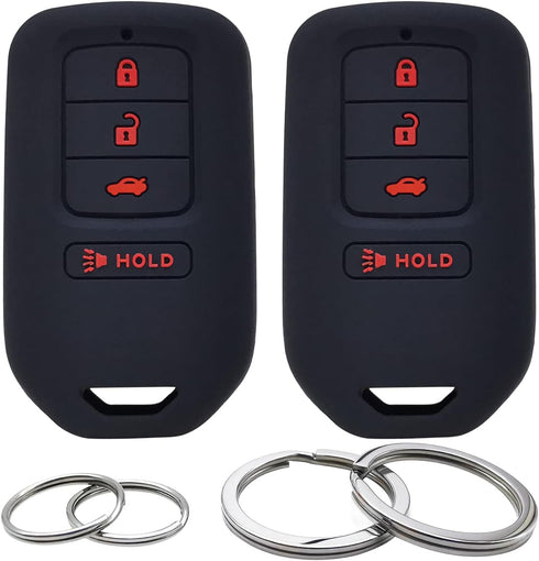 GFDesign 2 Pcs Silicone 4 Buttons Key Fob Cover Remote Case Keyless Protector Compatible with Honda Accord Civic Crosstour CR-V CR-Z HR-V Odyssey ...