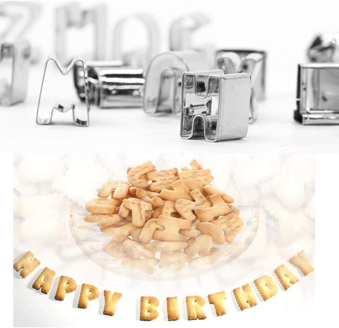 Alphabet Cookie Cutters Cake Letters Set of 26 Pieces Stainless Steel Christmas/Holiday Molds Tools for Fondant Biscuit, Cake, Fruit, Vegetables, ...