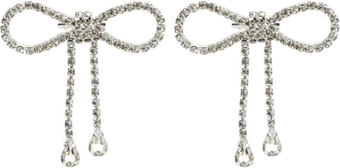 2PCS Rhinestone Bowknot Brooch Shiny Crystal Bow Pin Tassel for Women Weddings Celebration Parties Decoration Shoes, Luggage Accessories...