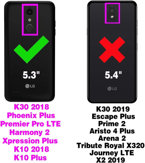 Phone Case for LG K30 2018 5.3/Premier Pro LTE/Phoenix Plus/Harmony 2/K10/Xpression Wallet with Tempered Glass Screen Protector Flip Cover Card Ho...