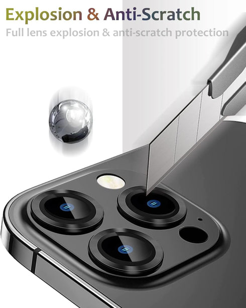 Metal Camera Lens Protector for iPhone 13 Pro Max & iPhone 13 Pro Metal Camera Cover Tempered Glass Screen Protector 9H Anti-Explosion iPhone 13 P...