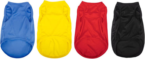 4 Pieces Dog Shirts Pullover Soft Blank Puppy T-Shirt Small Dogs Colorful Solid Pet Summer Clothes Red Yellow Blue Black Plain Shirts Sleeveless O...