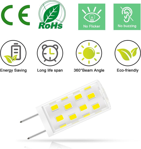 TAIYALOO GY6.35 LED Bulb 5W 6000K Daylight White 12V AC/DC Bi-Pin T4 JC Type 50W Halogen Equivalent for Pendant Light, Chandelier, Desk Light, Acc...
