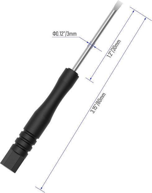 5PCS Mini Slotted Screwdriver, 3mm Flat Head for Watch Eyeglasses Electronics Toy Repair, Non-magnetic, 3.15"(80mm) Total Length (Black Handle)...