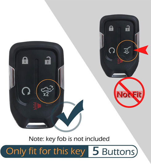 GFDesign 2 Pcs Silicone 5 Buttons Key Fob Cover Remote Case Keyless Protector Compatible with 2021 2020 2019 Chevrolet Chevy Silverado 1500 2500HD...