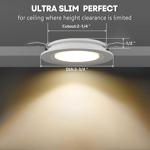acegoo RV Recessed Ceiling Light 2-3/4” Full Aluminum 12V Dimmable LED Puck Light for Campervan Truck Caravan Boat Roof Under Cabinet Lighting, Fl...