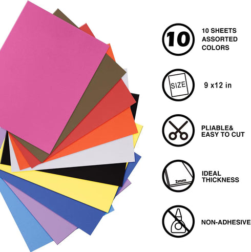 MEARCOOH Foam Sheets Crafts 9x12 Inch 10 colors 2mm Eva Color craft Foam Paper for Crafts Project Preschoolers Classroom Scrapbooking DIY cosplay(...