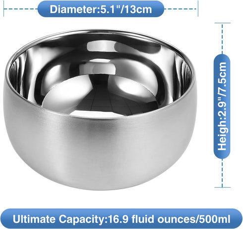 2pcs Double-wall Vacuum Insulated Stainless Steel316# Bowl, Anti-shatterproof Soup Bowl,Appetizer Snack Bowl,Ice Cream Bowl,Lightweight Salad Bowl...