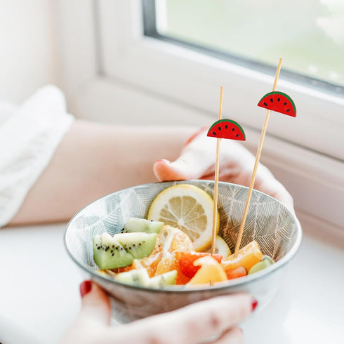 PuTwo Cocktail Picks Handmade Bamboo Toothpicks 100pcs 4.7” in Watermelon Decor...
