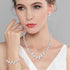 EVER FAITH Simulated Pearl Crystal Bridal Necklace Earrings Bracelet Set Clear...