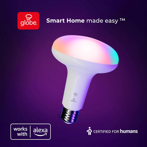 Globe Electric 50594 Works with Alexa Only Wi-Fi Smart Multicolor Changing RGB Tunable White Frosted LED Light Bulb, Voice Activated, 2000K - 5000...